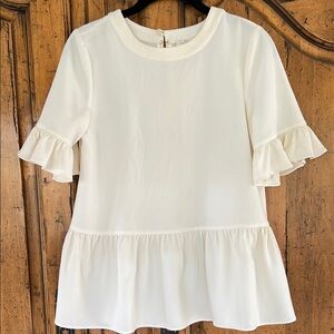 Kate Spade Cream Ruffled Peplum Blouse
